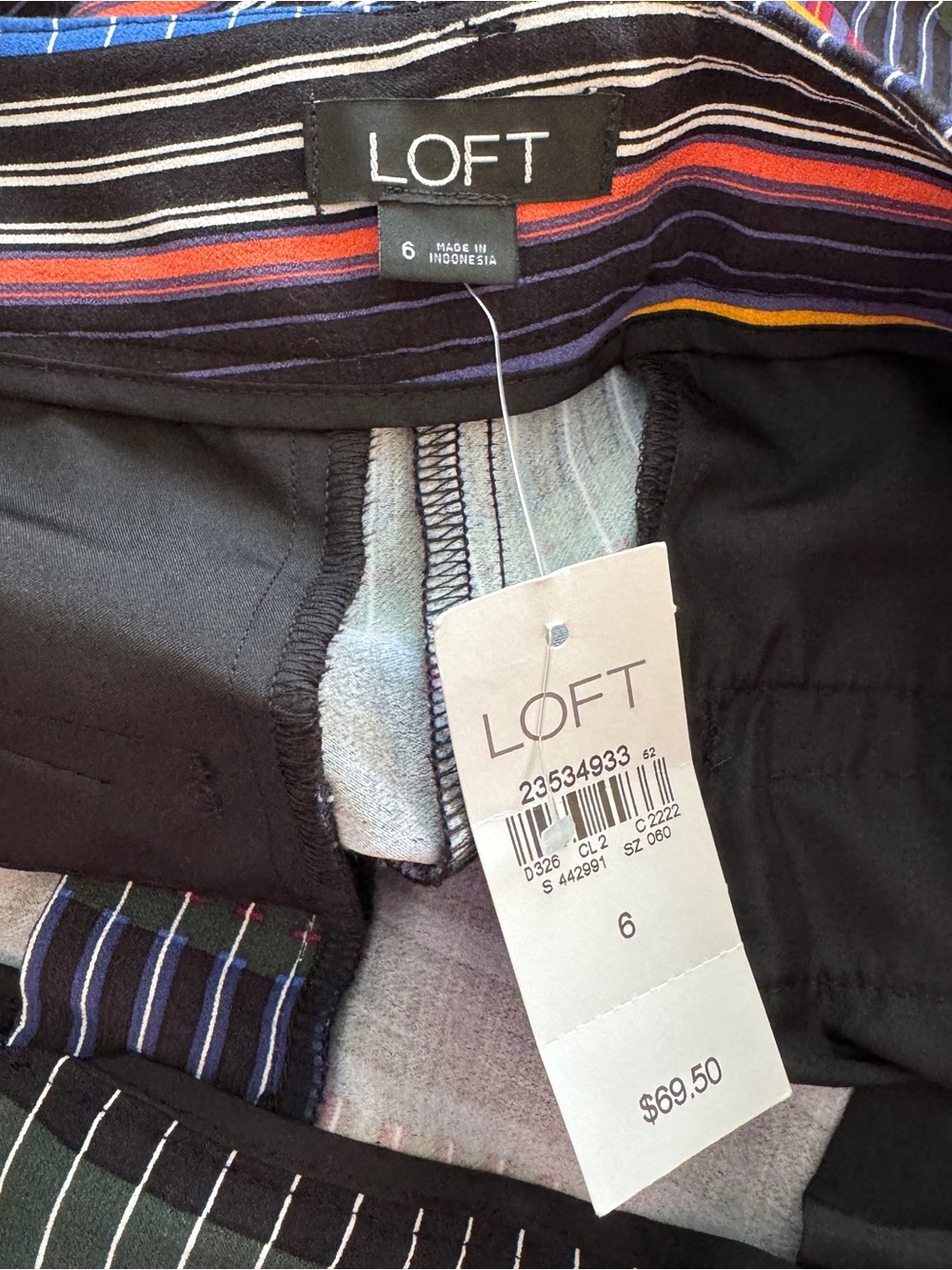 LOFT Multicolor Striped Wide Leg Crop Pants Women’s Sz 6 NWT High Rise Culottes - Picture 4 of 4